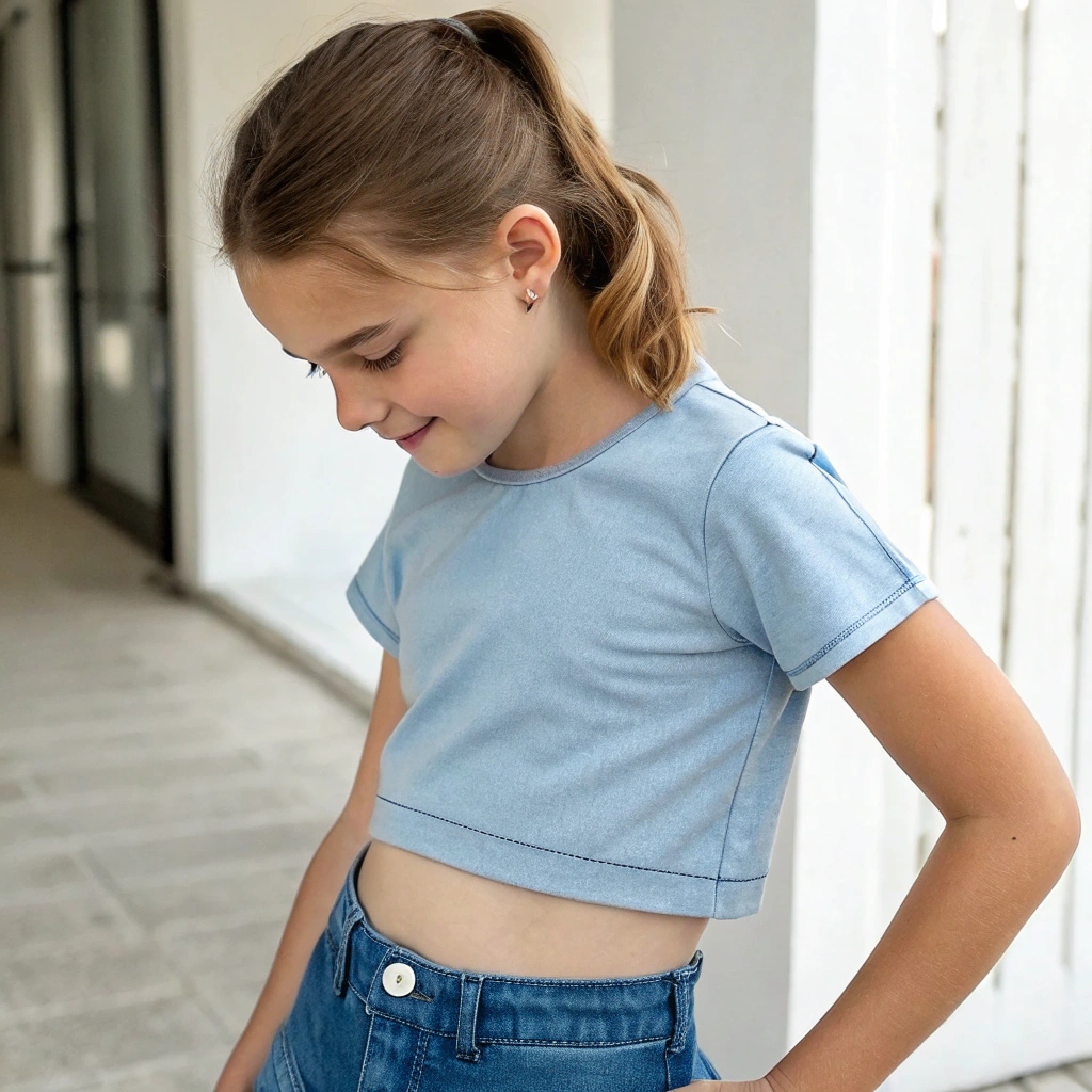 AI generated image by Red Panda AI: Girl in a 2 centimeter shirt