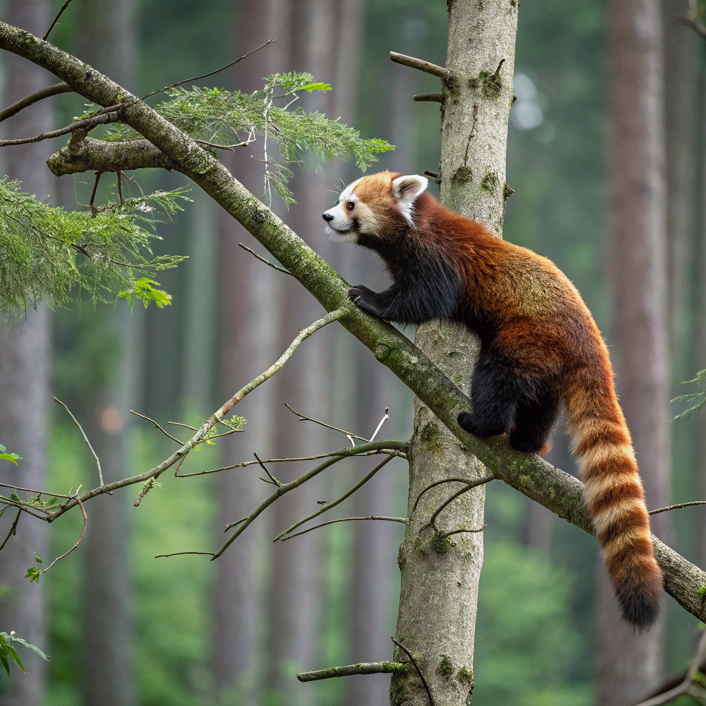 AI generated image by Red Panda AI: red panda on the tree