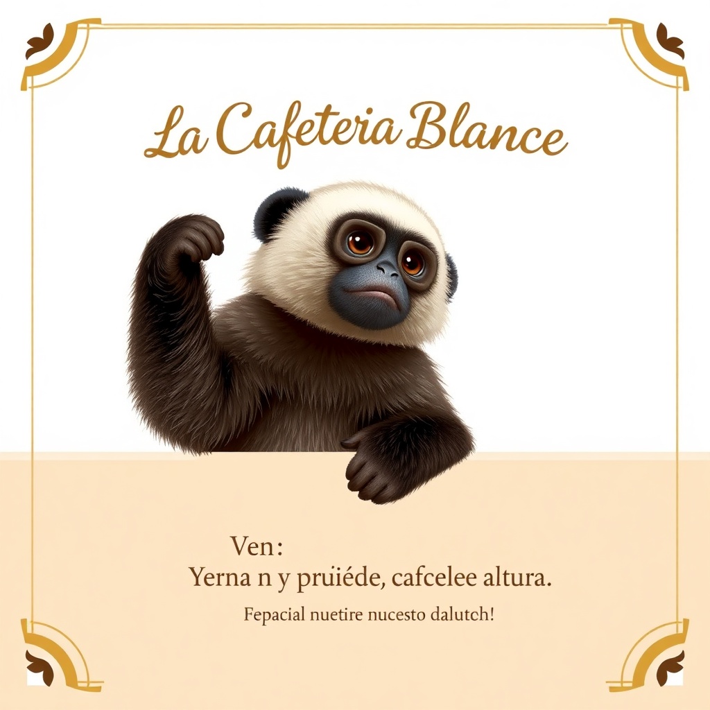 AI generated image by FLUX.1-schnell: 2. Plantilla para Instagram (1080x1080 pΓxeles, cuadrada)
*"Crea una plantilla para redes sociales con:
Fondo blanco (#FFFFFF) y borde beige claro (#F5F5DC) de 10 pΓxeles.
Nombre 'La CafeterΓa Blanca' en dorado (#D4AF37) con lΓnea decorativa dorada debajo.
Espacio central con una imagen realista de un producto destacado (ej. un capuchino con arte latte o un postre, integrado de forma natural, sin cuadraditos).
Γrea inferior con fondo beige claro (#F5F5DC) semitransparente y texto promocional (ej. 'Β‘Ven y prueba nuestro cafΓ© de altura!') en negro (#000000).
Iconos minimalistas de taza de cafΓ© y hoja de planta en dorado (#D4AF37) en las esquinas inferiores.
Las imΓ‘genes deben ser fotorealistas, con estilo profesional y buena iluminaciΓ³n."*