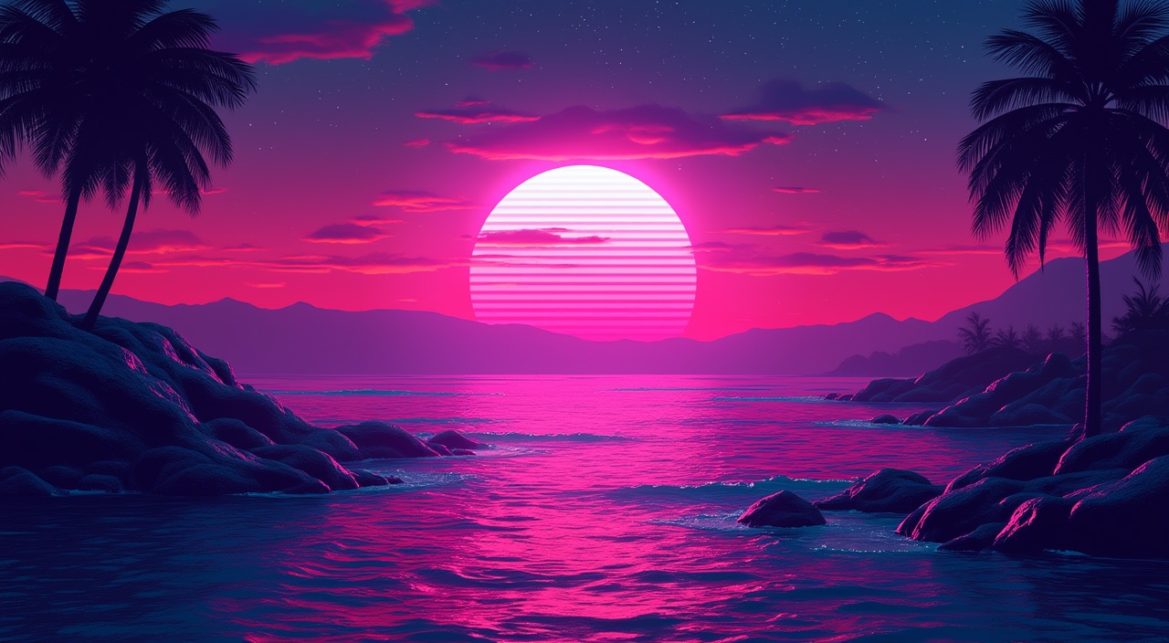 AI generated image by FLUX.1-pro: orlas con fondo abstracto estilo synthwave