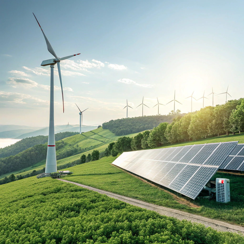 AI generated image by Red Panda AI: hidrógeno verde, relacionado con energías renovables como paneles solares o eólica.