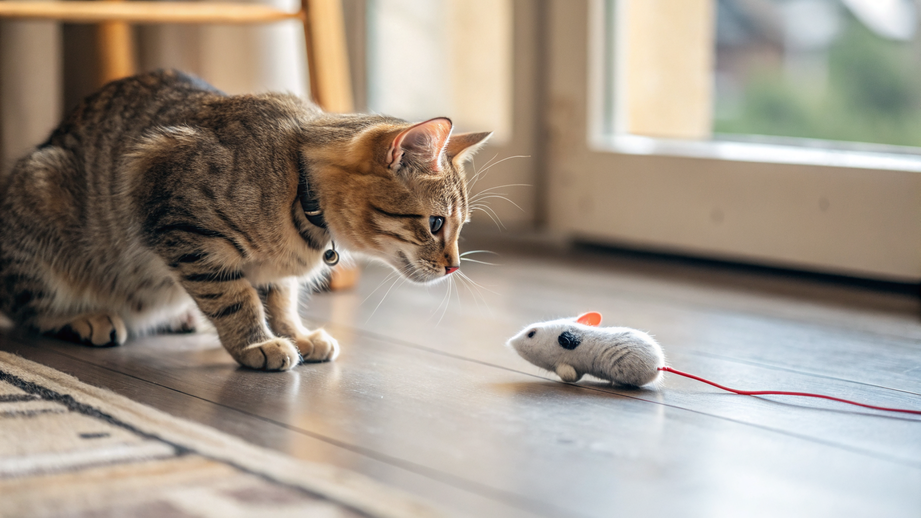 AI generated image by Red Panda AI: un chat joue avec une sourie