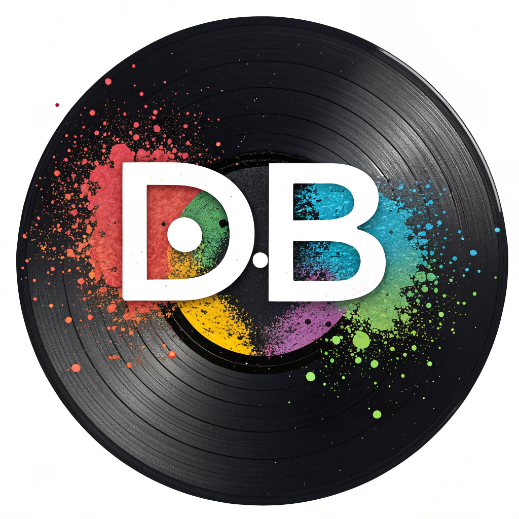 AI generated image by Red Panda AI: quiero crear un logo para una empresa que vende vinilos que se llama Decibeles, que tenga como objetos las letras dB y un disco de vinilo edición limitada con manchas de colores, puede ser un solo disco y las letras de la forma que indico dB