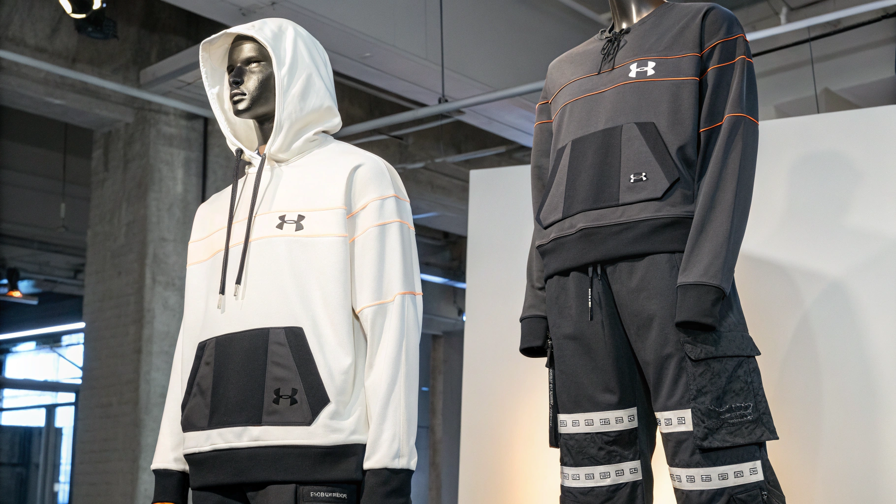 AI generated image by Red Panda AI: Hoodie oversize à découpes architecturales avec zones ventilées Under Armour X New balance
Pantalon cargo oversize avec poches modulables et bandes réfléchissantes