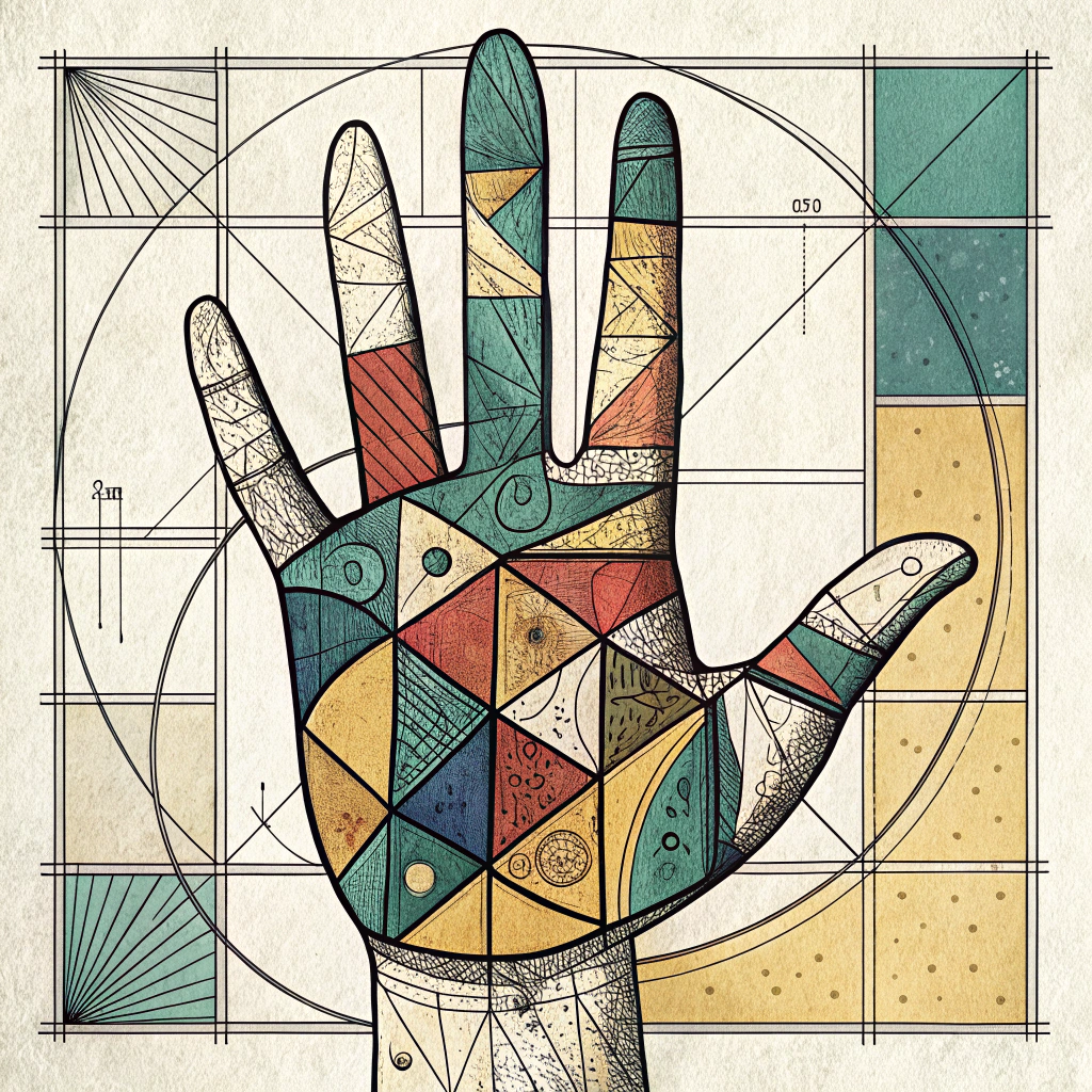 AI generated image by Red Panda AI: uses rectangles and squares to draw a hand, no other drawings, fillings, or surrounding structures