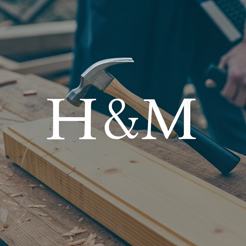 AI generated image by Red Panda AI: Crea un logotipo minimalista para una carpinteria que combine las letras H y M.
