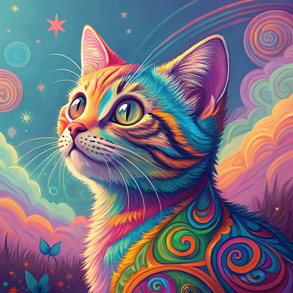 AI generated image by Red Panda AI: gato psicodelico