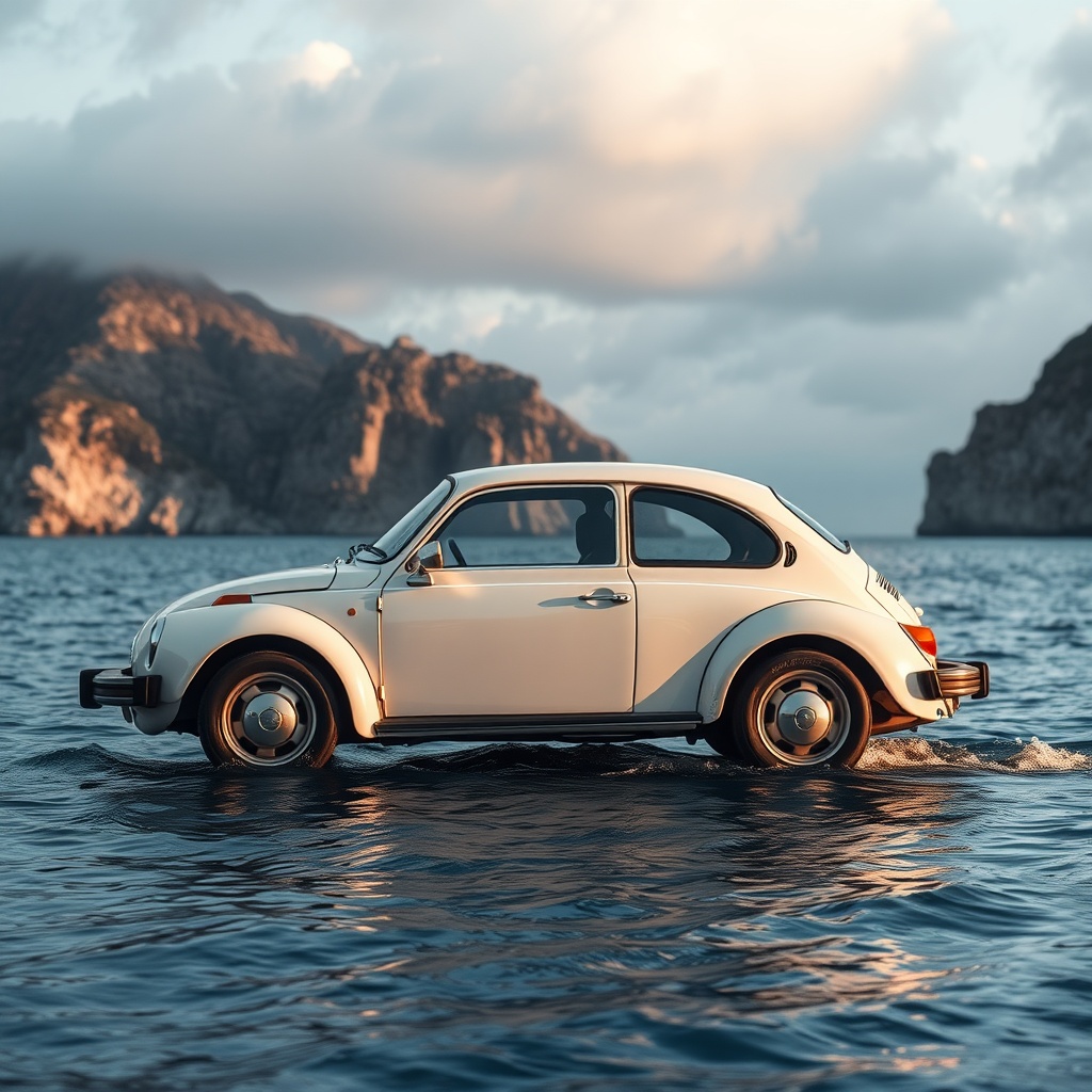 AI generated image by FLUX.1-schnell: a car on the sea