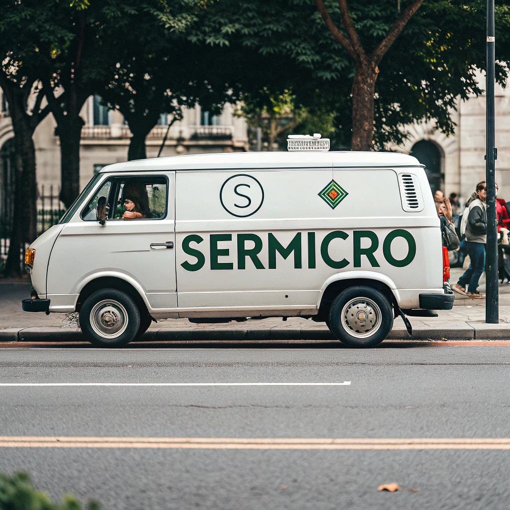 AI generated image by Red Panda AI: Una furgoneta con un logo que ponga sermicro