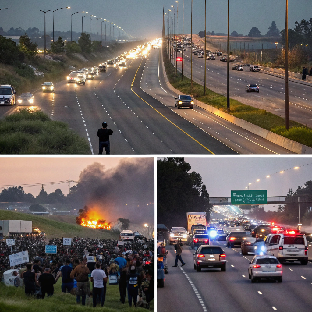 AI generated image by Red Panda AI: Imágenes de conflicto social en carreteras