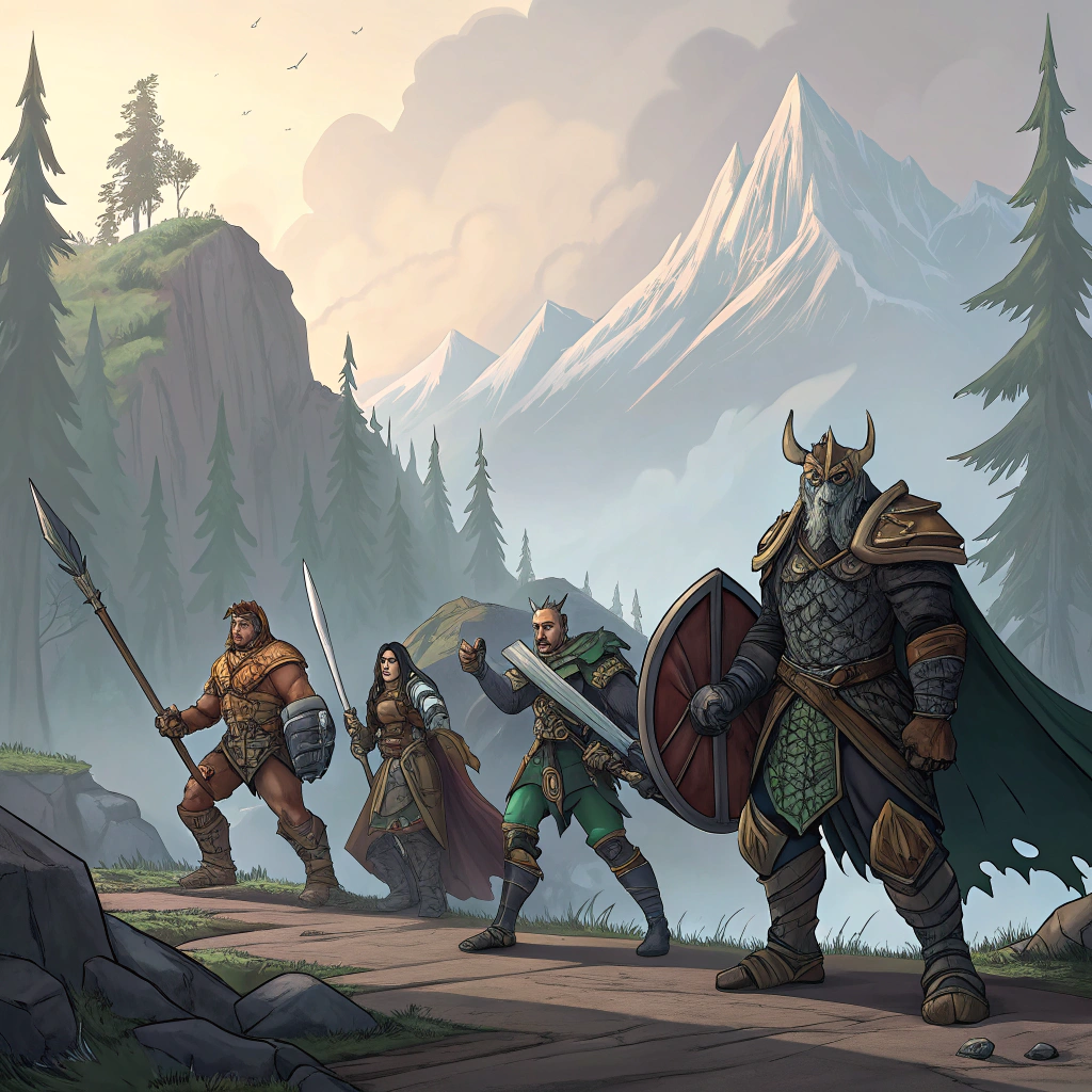 AI generated image by Red Panda AI: group of dragon slayers of various classes of D&D