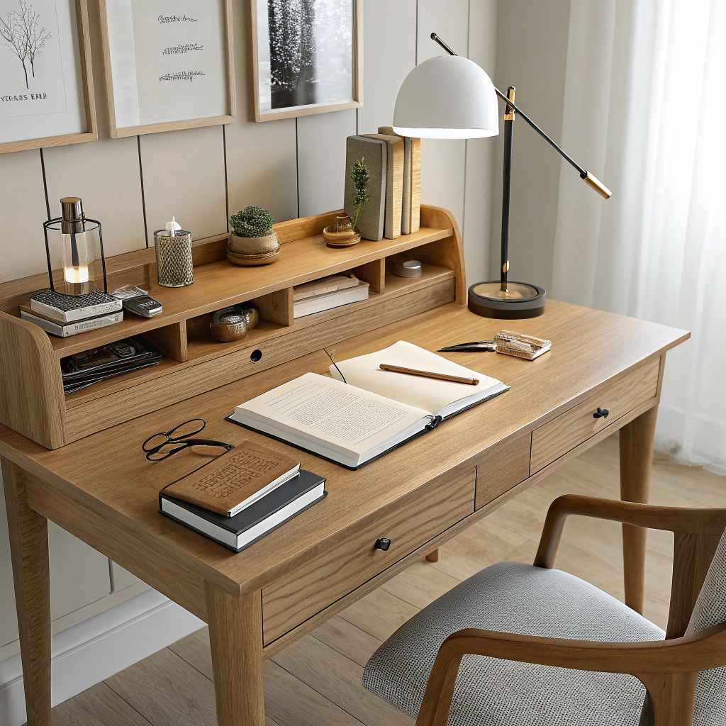 AI generated image by Red Panda AI: imagen de un escriotorio de madera