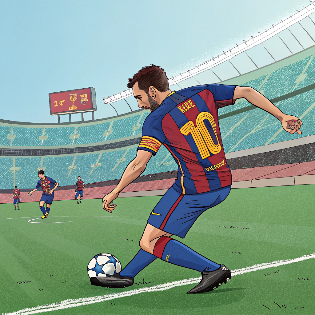 AI generated image by Red Panda AI: dibuja un hombre jugando en el barcelona