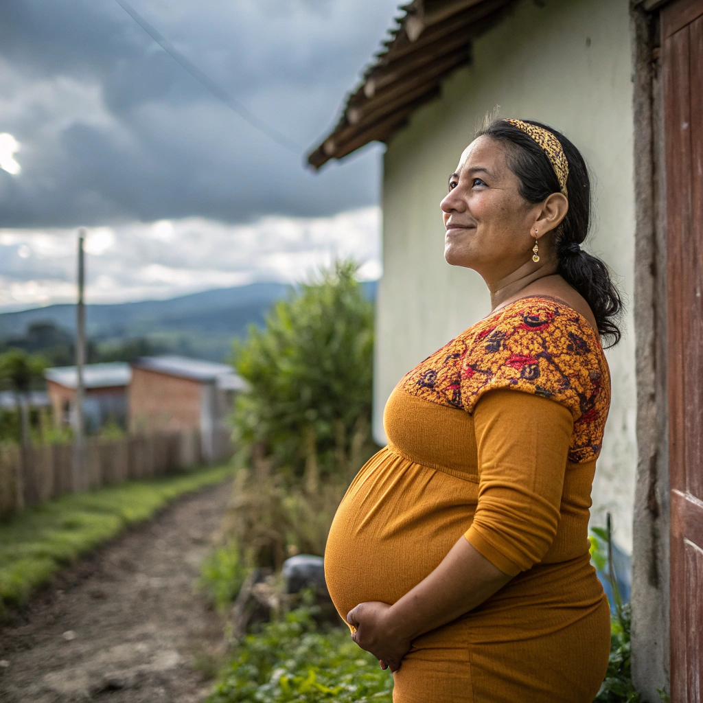 AI generated image by Red Panda AI: Dé un nombre a la Persona
Romina Lastra Celis
¿Qué edad tiene la Persona y cuántos meses o semanas de gestación tiene?
38 años, y etapa de gestación 23 semanas.
Relate brevemente la situación personal de la Persona, incluyendo su grupo familiar y características del hogar (por ejemplo, con quién vive, relación de pareja, ingresos del grupo familiar, beneficios estatales, situación de salud y de los controles)
Romina es madre soltera, vive sola con sus 2 hijos de 5 y 12 años, y su embarazo de riesgo debido a obesidad, con pre condicionante de diabetes e hipertensión. Su familia es del interior de Ovalle a quienes visita regularmente, donde viven sus dos padres y 2 hermanos, quienes se dedican a la agricultura.