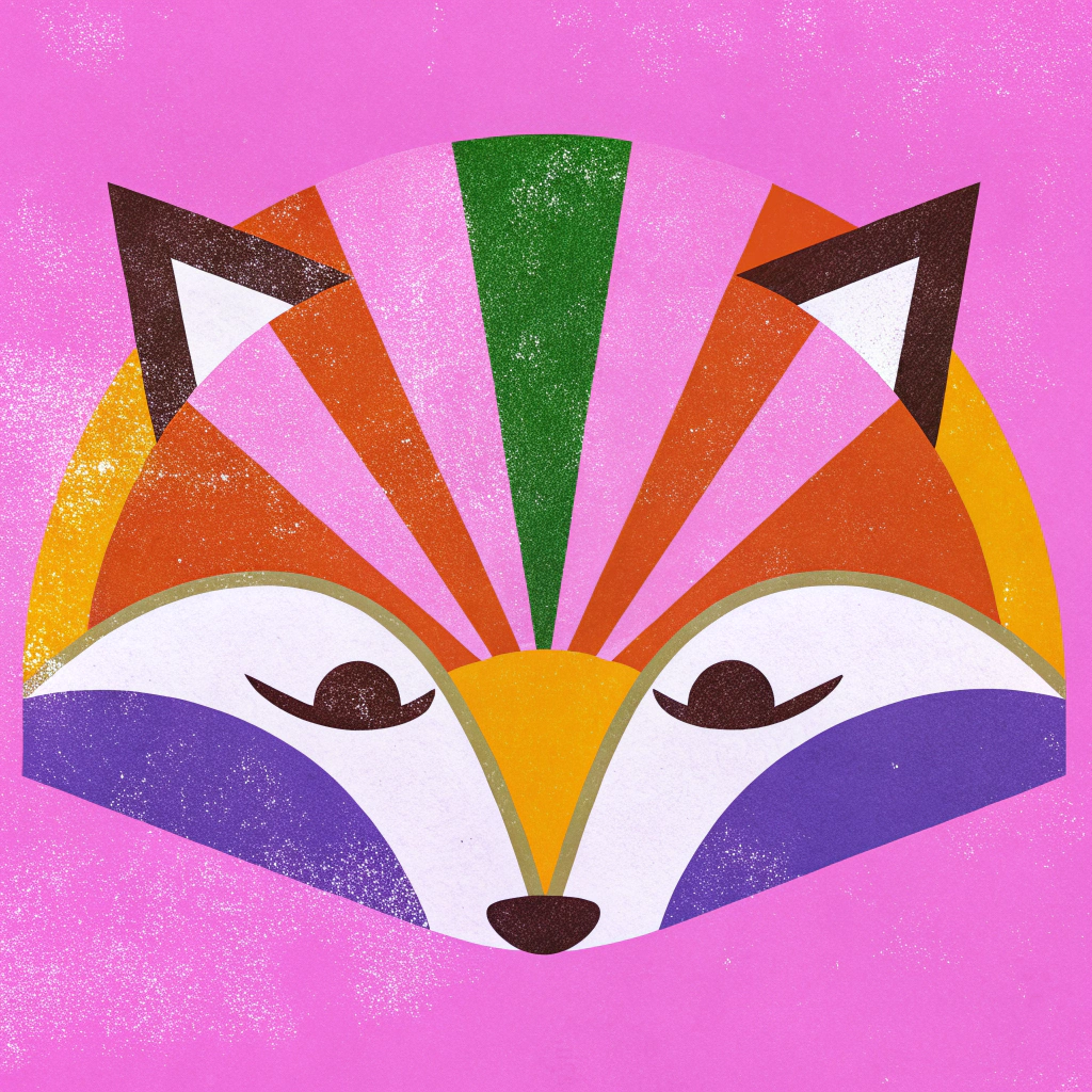 AI generated image by Red Panda AI: Create a face logo, a fox looking forward, flat, minimalist but elegant.