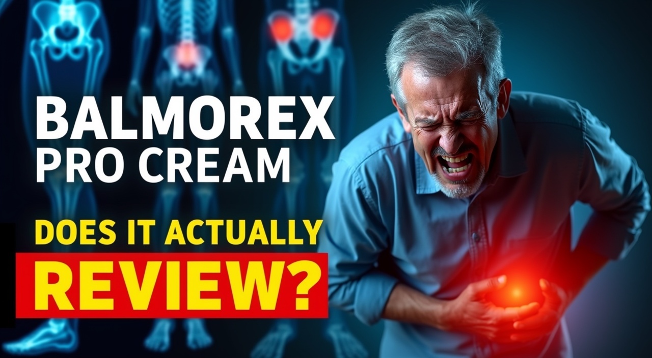 AI generated image by FLUX.1-pro: YouTube thumbnail for a product review video. A man in his late 40s or early 50s, with a pained facial expression, clutching his lower back or knee in severe discomfort. He is grimacing and bending slightly. Use dramatic shadows and strong, high-contrast lighting to emphasize his pain. The background should be medical-themed and visually clear — include sharp X-ray images of joints with glowing red pain spots (knees, back, shoulders). Optionally include medical charts, muscle diagrams, or faint overlays of anatomical symbols. Add a subtle red glow around the man’s joints. The color palette should feature strong blues and reds to give a medical and intense vibe. Add bold, high-contrast text on the left side:
"BALMOREX PRO CREAM REVIEW"
and a subtitle below in a red and yellow box:
"DOES IT ACTUALLY WORK?"
No product image. Design should be emotionally powerful, professionally lit, and optimized for high click-through rate.