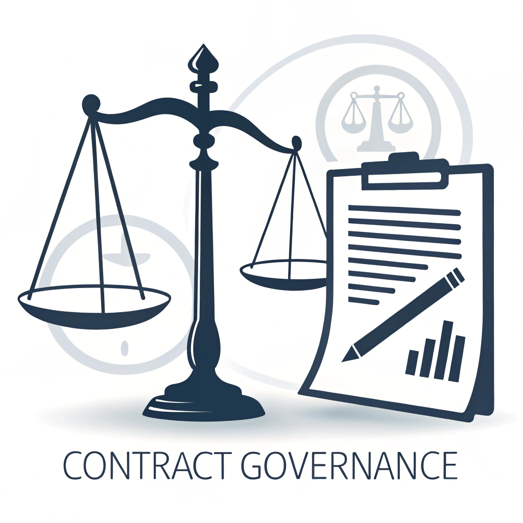 AI generated image by Red Panda AI: create an icon representing a contract governance with a white background