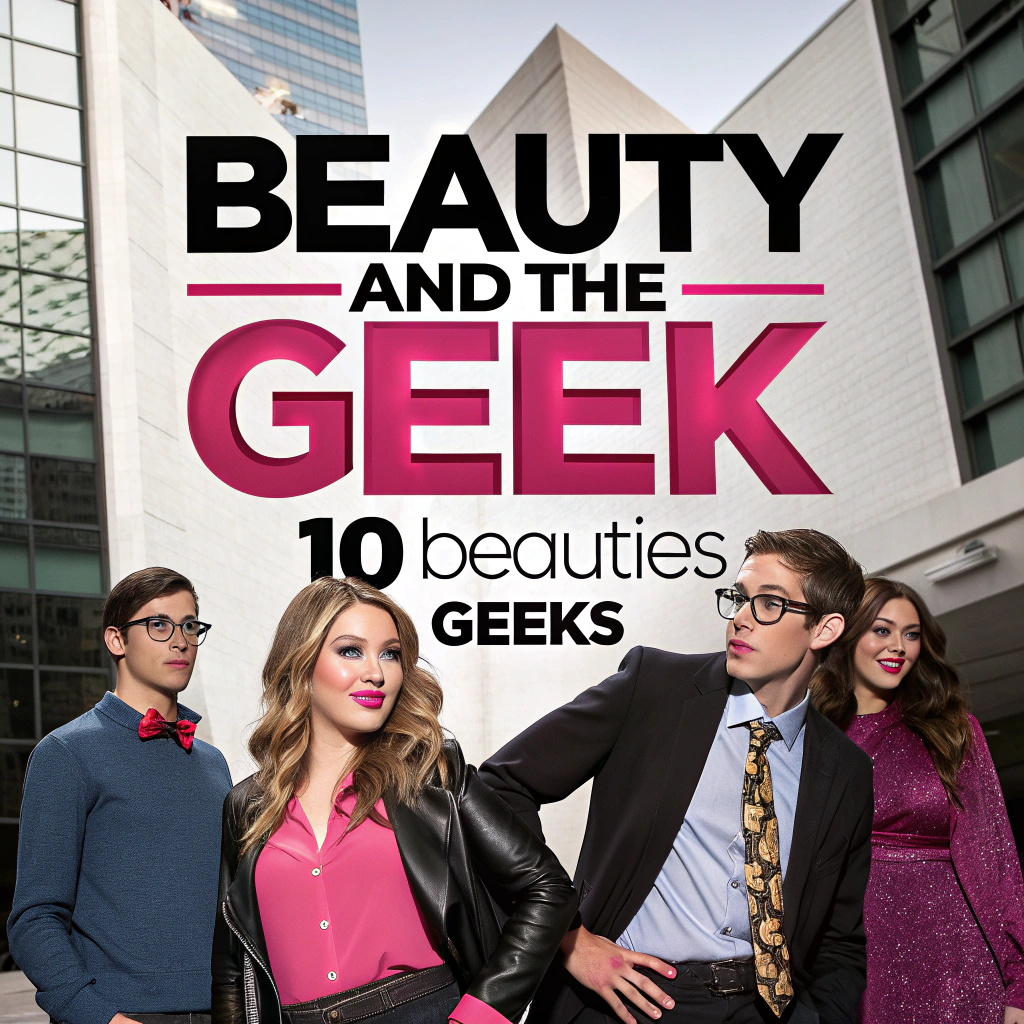 AI generated image by FLUX.1-schnell: A modern, edgy key art design for Beauty and the Geek a reboot of the classic reality show. This is a new edgy dating show. pink and black font
The image shows a mixed-gender lineup of 10 Beauties and 10 Geeks, (Beauties in bold, trendy attire and Geeks in polished, quirky outfits). They stand side by side with contrasting expressions—some confident, others slightly nervous—capturing their personalities. On this show opposites will attract!